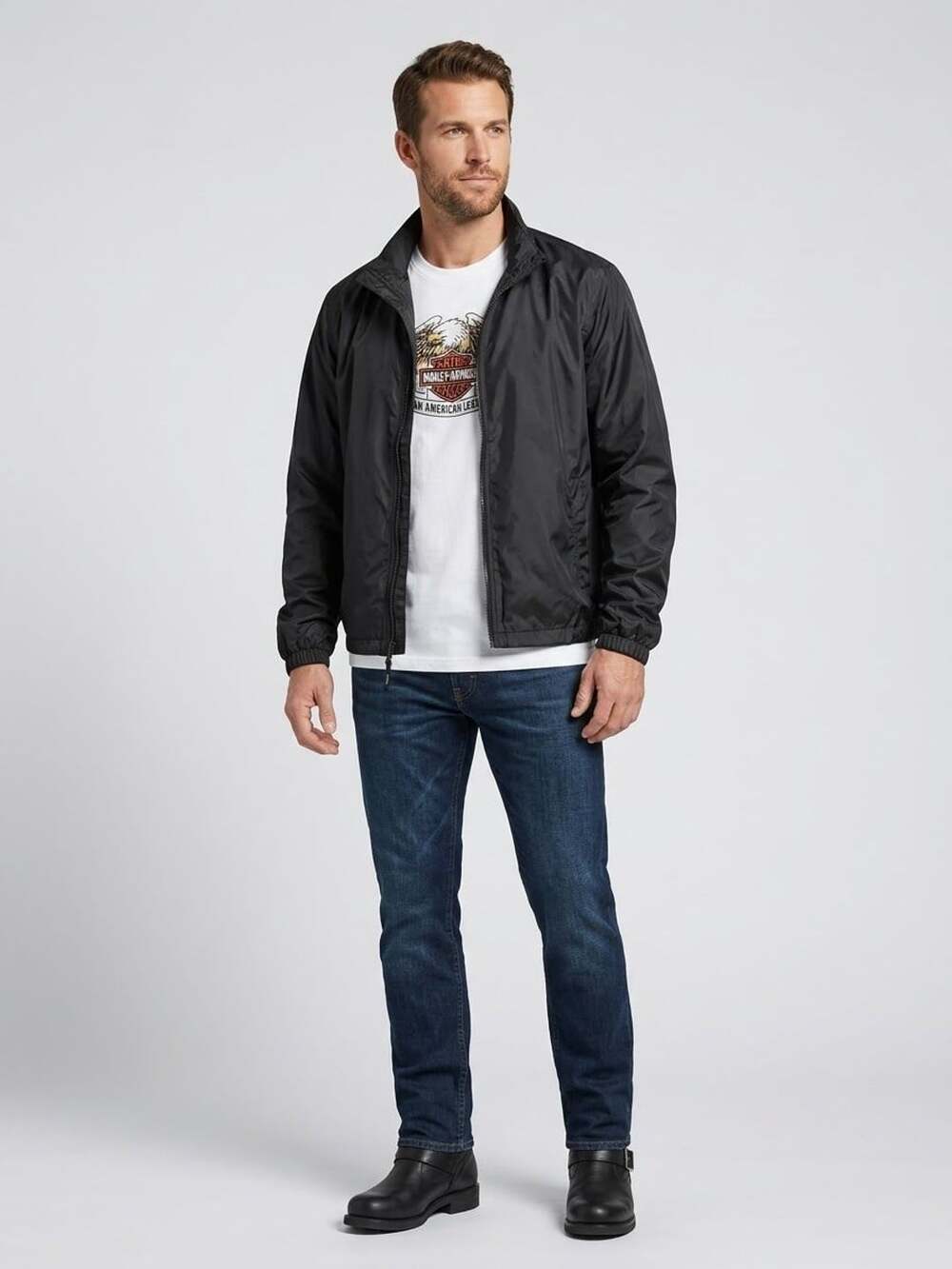 Harley-Davidson An American Legend Black Lightweight Windbreaker Jacket